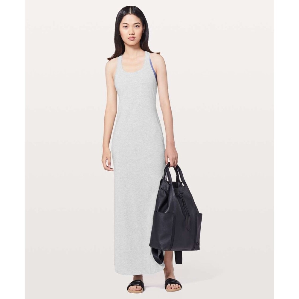 lululemon Restore & Revitalize Maxi Dress 6/8 Heathered Gray Pima Cotton Jersey